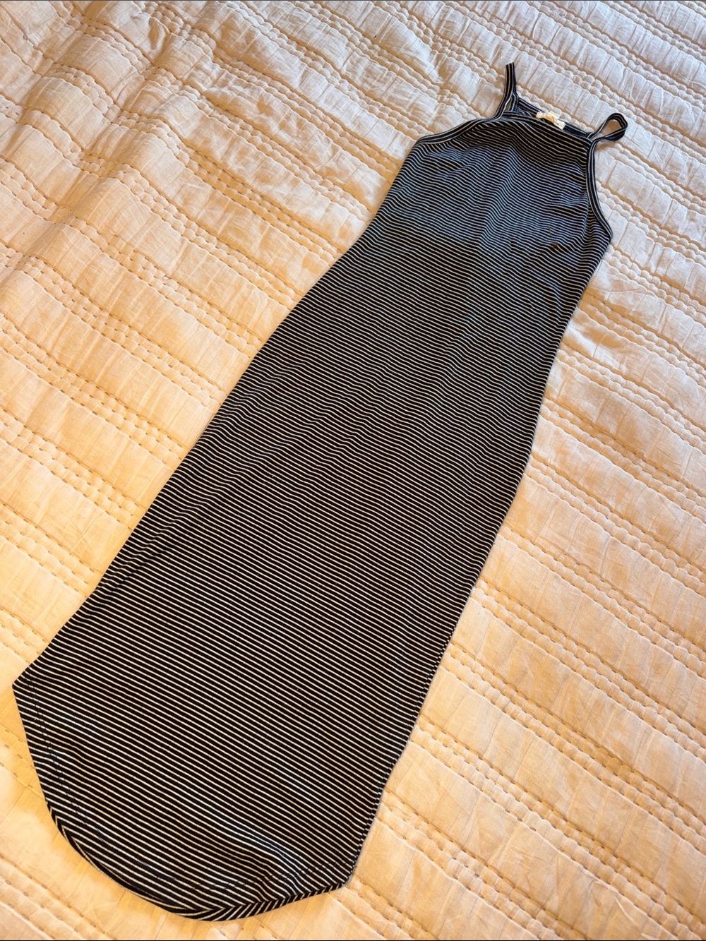 Striped Black and White Maxi Dress - Lightweight Women's Skirt